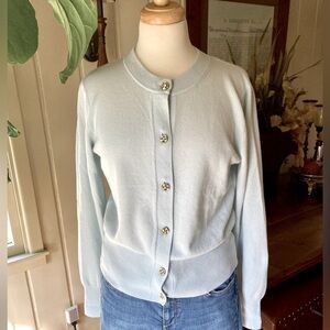 J. Crew Ice Blue Cashmere Cardigan Medium NWT
